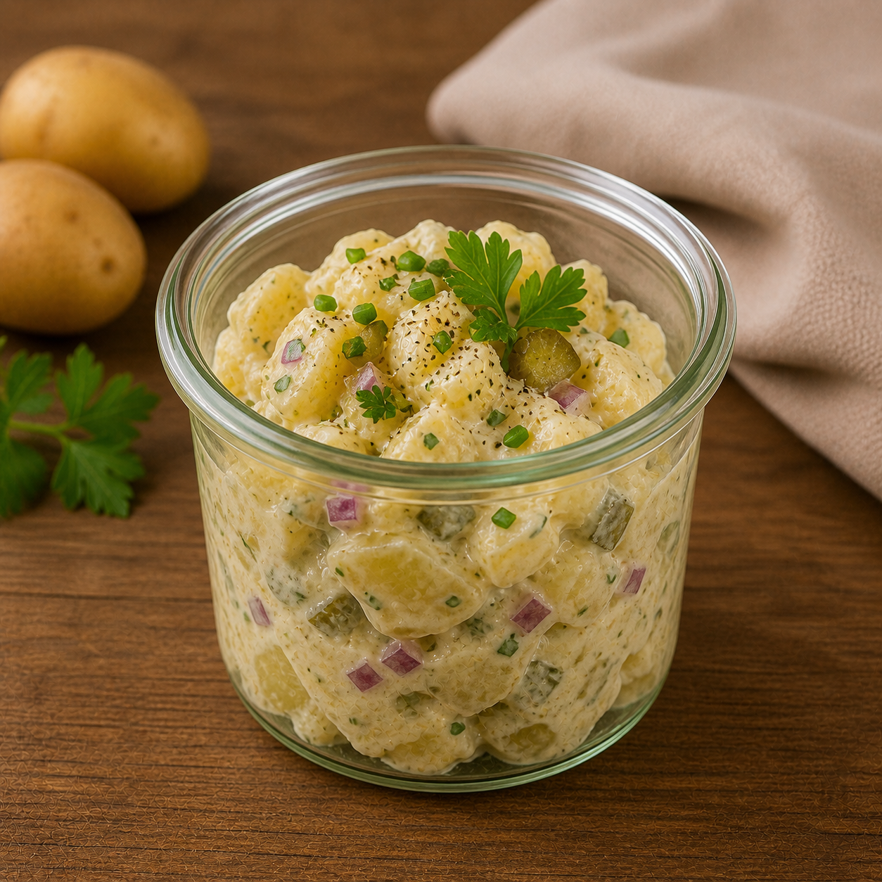 Kartoffelsalat im Glas